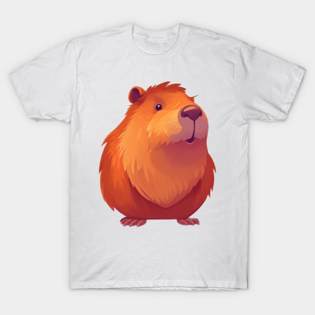 Cute Cartoon Capybara Illustration with friendly smiling face T-Shirt by EpicFoxArt